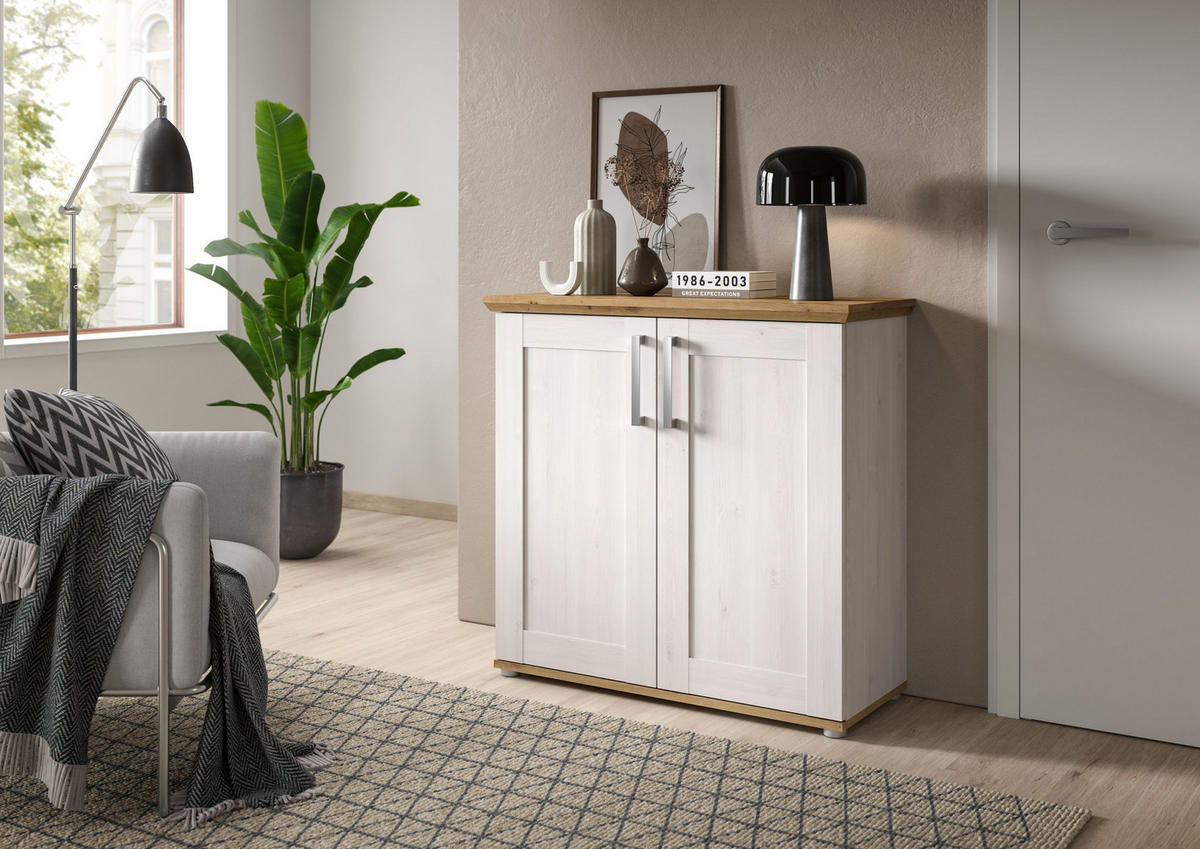 KOMMODE Verona in Sibiu Lärche Nachbildung und Artisan Eiche Nachbildung B/H/T: 95x92x39 cm - Lärchefarben, Holzwerkstoff (90/88/37cm)