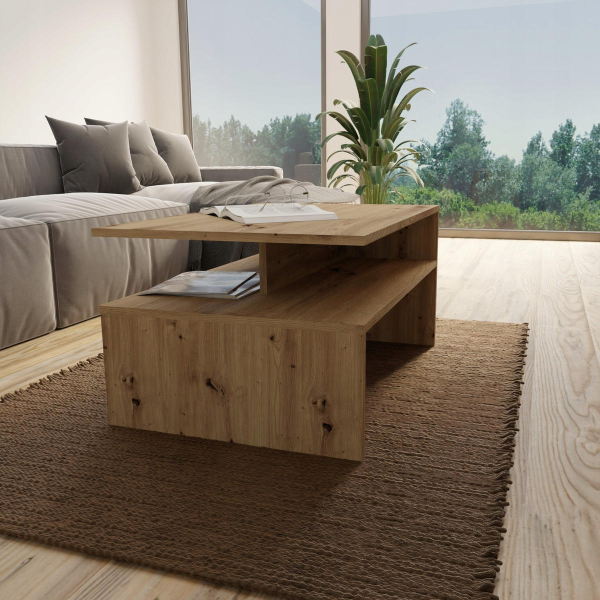 COUCHTISCH BOSTON EX3 Artisan Eiche 90/60/45 cm - Eiche Artisan, Holzwerkstoff (60/90/45cm) - Matkam Möbel