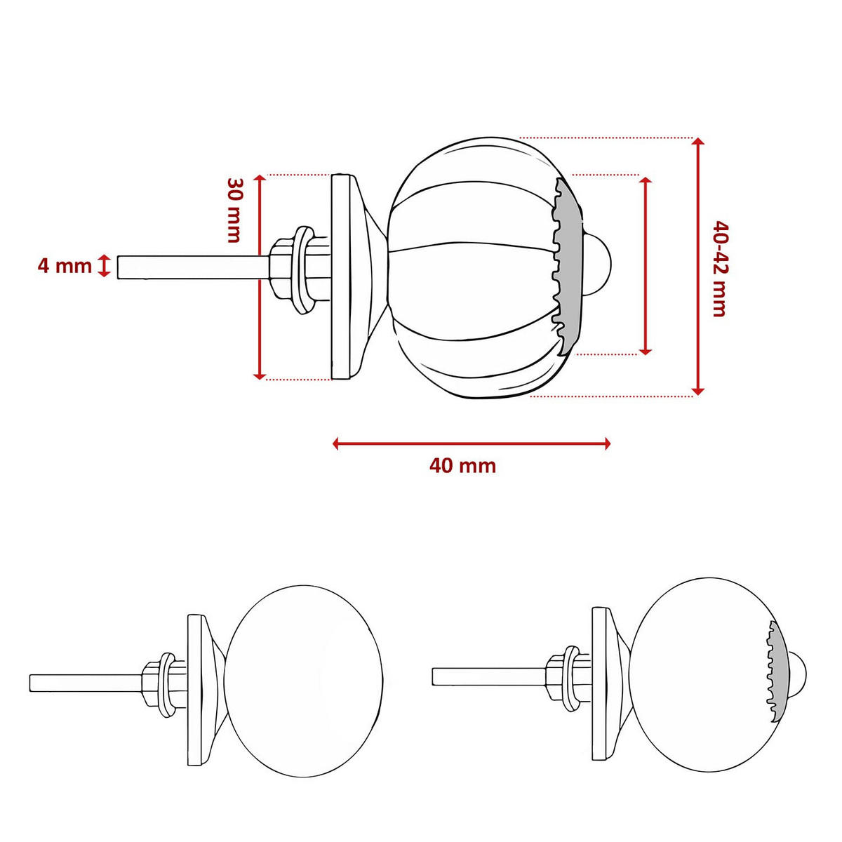 KERAMIKKNÖPFEN Set mit 8 in Weiß und Gelb 40 mm Durchmesser. - Gelb, Keramik (4/4/6.9cm) - Nacnic