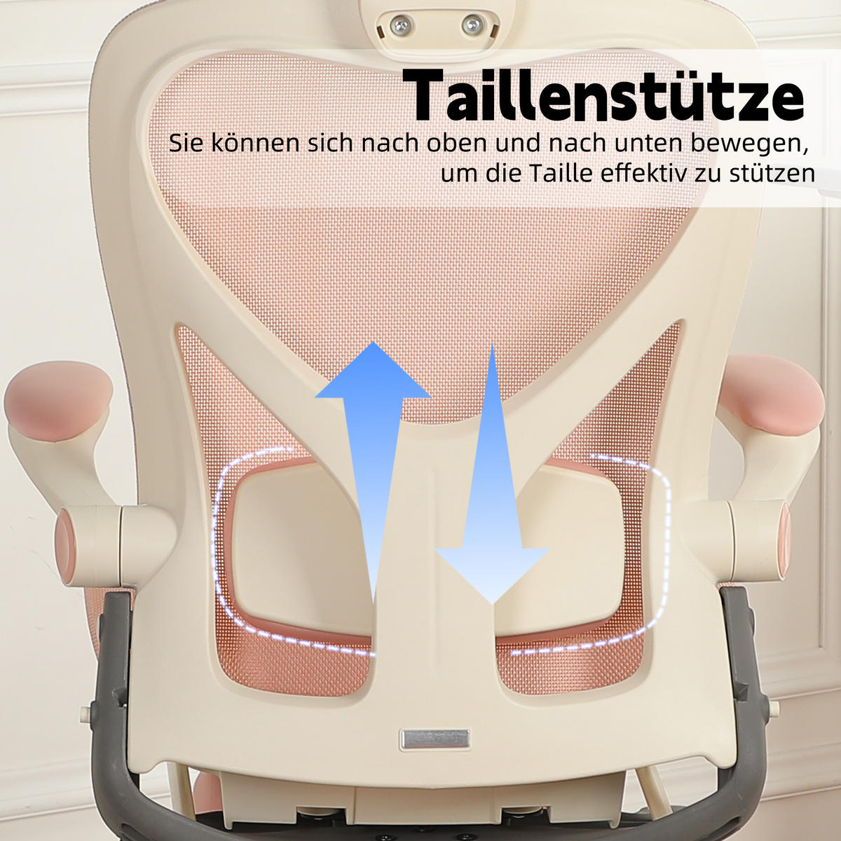 DREHSTUHL DE-40943 mit klappbarer Rückenlehne und 3D-Kopfstütze Rosa - Pink, Metall (62/129/48.5cm) - ComfortXL