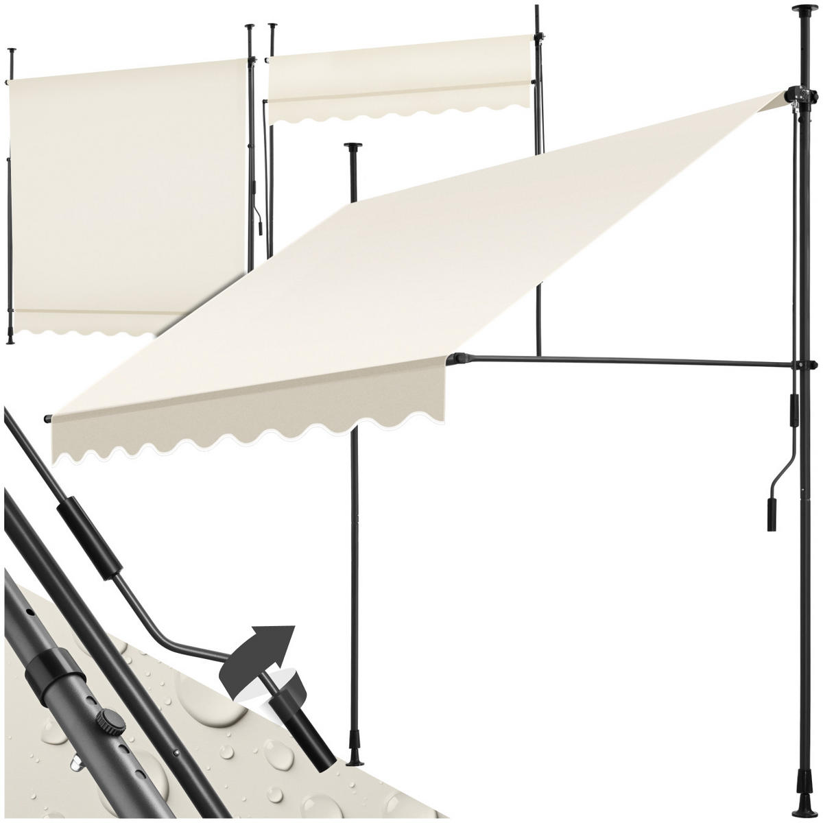 KLEMMMARKISE ,einfache Montage,beige - Beige, Kunststoff (200/304/180cm) - tectake
