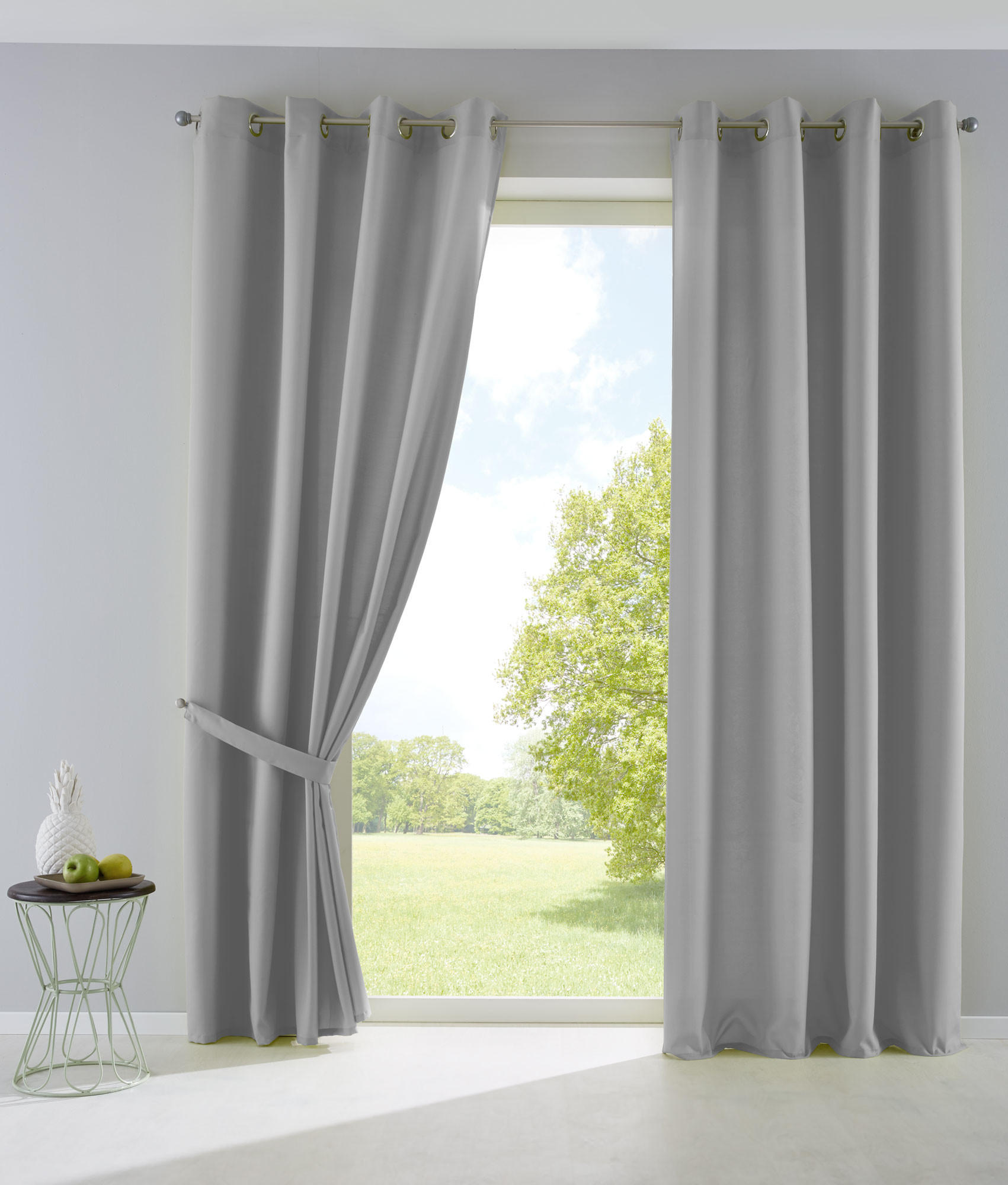 VORHANG 2ER SET PALERMO HxB 245x140 cm Grau - Grau, Textil (140/245cm) - Gardinenbox