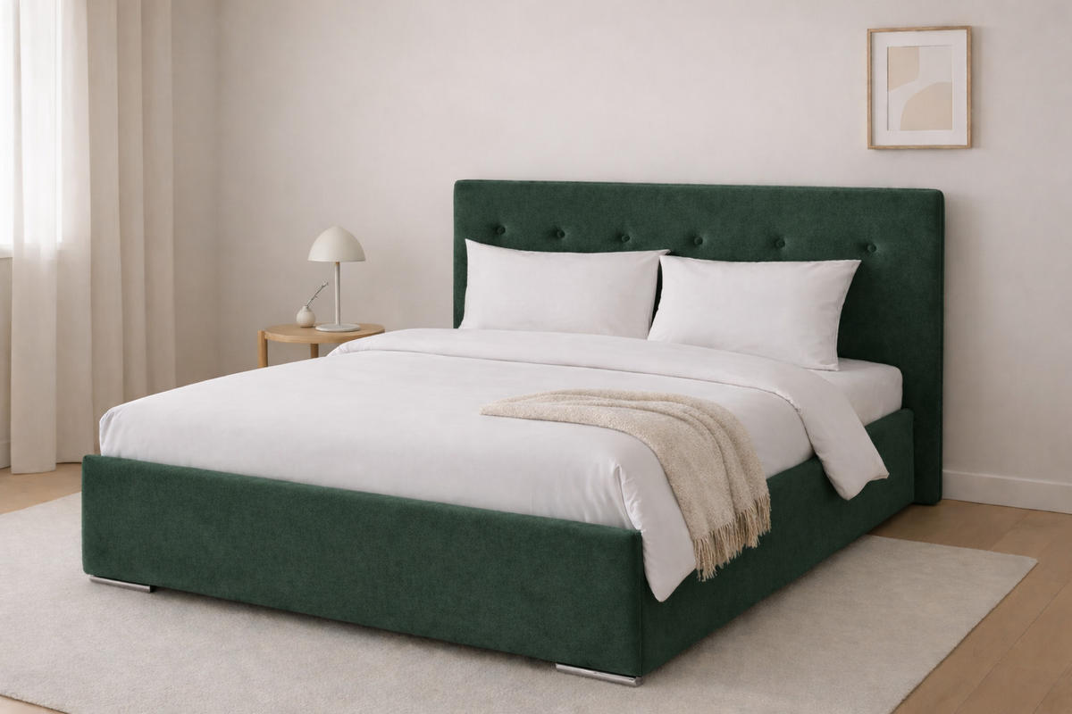 POLSTERBETT MILA 140 mit Lattenrost – Stoff Verso 37 - Grün, Holzwerkstoff (140/200cm) - Kier Furniture