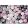 BÄLLE für Bällebad, Spielbälle, Plastikbälle für Kinder Set 50 pcs.: Perlweiß/Weiß/Silber/Pastellrosa - Creme, Textil (7/7/7cm) - MeowBaby