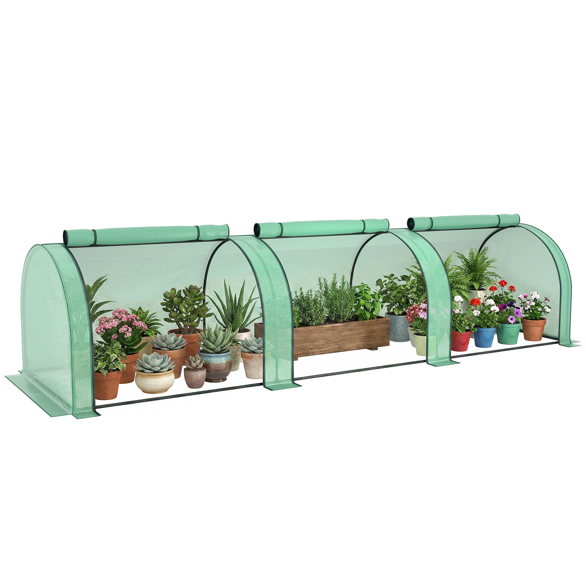 TOMATENGEWÄCHSHAUS DE-12049 mit 3 Reißverschlusstüren Grün - Grün, Kunststoff (100/80/350cm) - ComfortXL