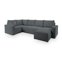 WOHNLANDSCHAFT NORENA L-S Grau Kordstoff mit Schlaffunktion - Grau, Holz (295/85/157.5cm) - MASSENO