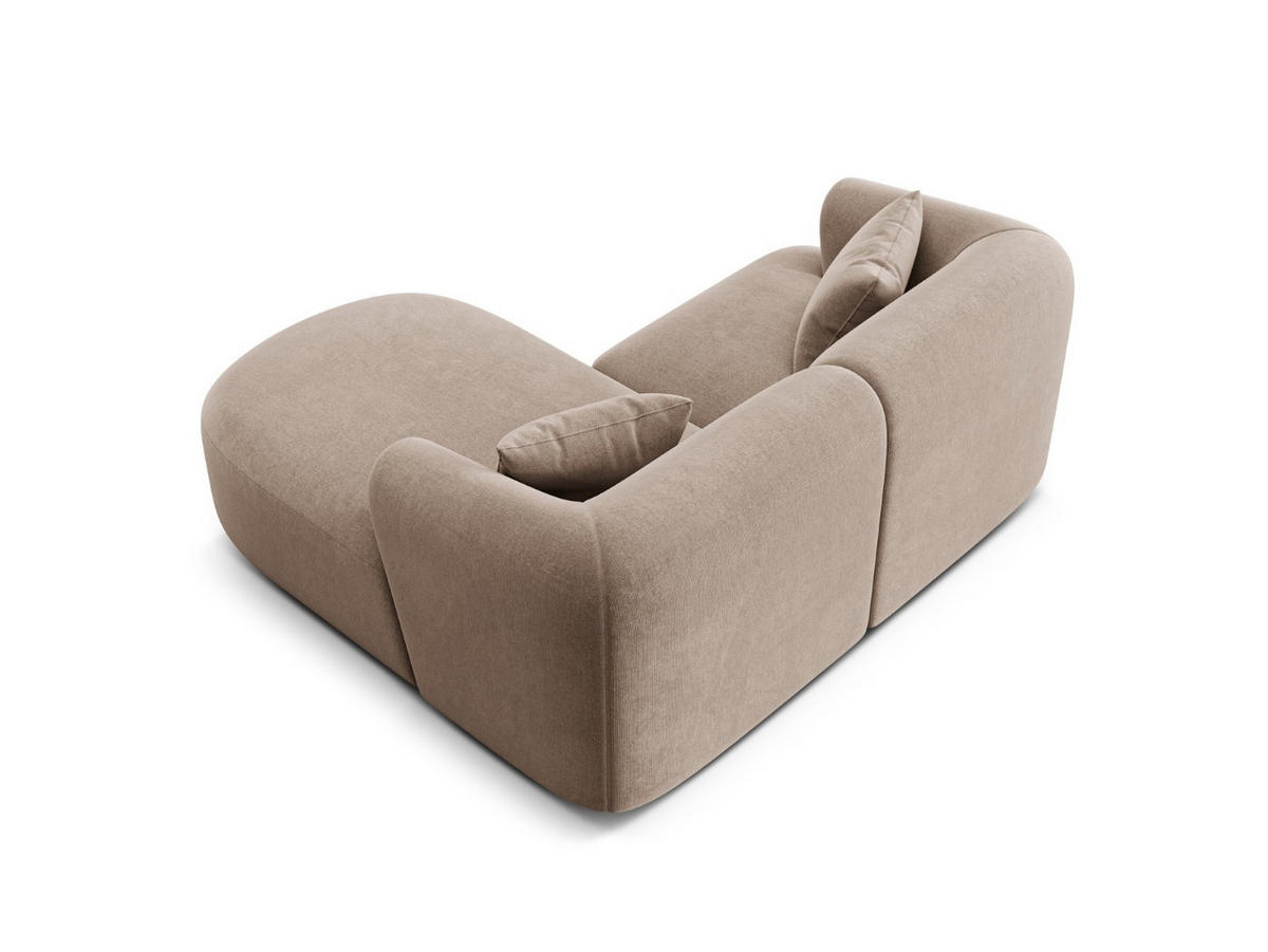MODULARES-ECKSOFA rechts Campi aus Samt dunkelbeige 3 Sitzplätze - Mokka, Textil (156/180cm) - Cosmopolitan Design