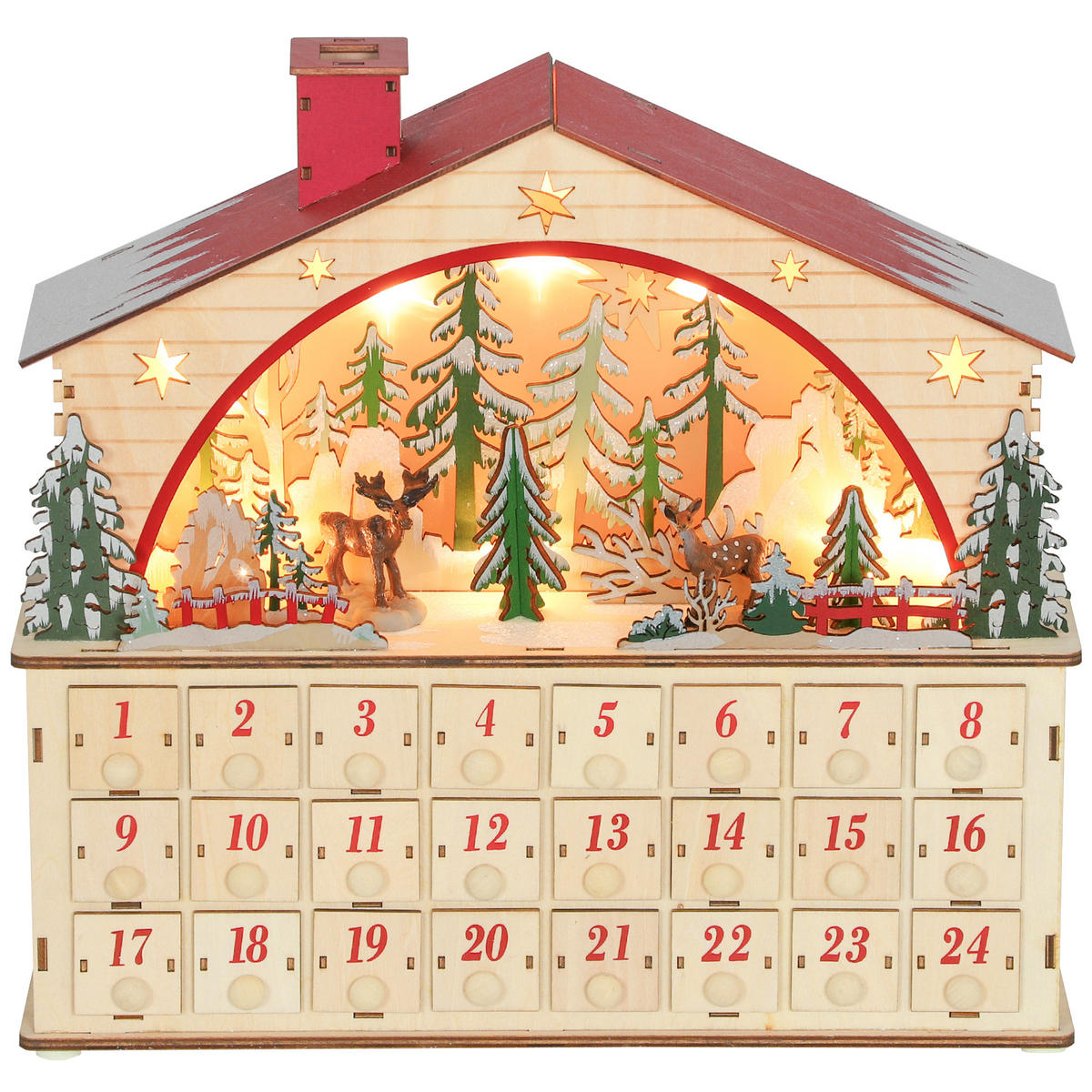 ADVENTSKALENDER Naturfarben 36.0/10.0/34.0cm - Naturfarben, Holzwerkstoff (10/34/36cm)