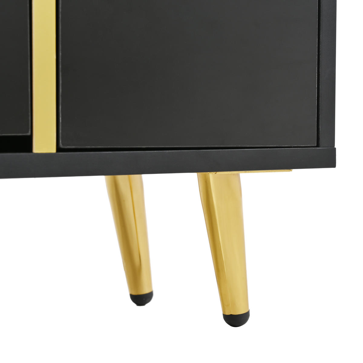 SCHUHSCHRANK in Schwarz Hochglanz Schuhkipper mit LED-Licht für Eingangsbereiche, Flur und Schlafzimmer, B80/T25/H96 cm - Goldfarben/Schwarz, Holzwerkstoff/Metall (80/96/25cm) - STILVORA