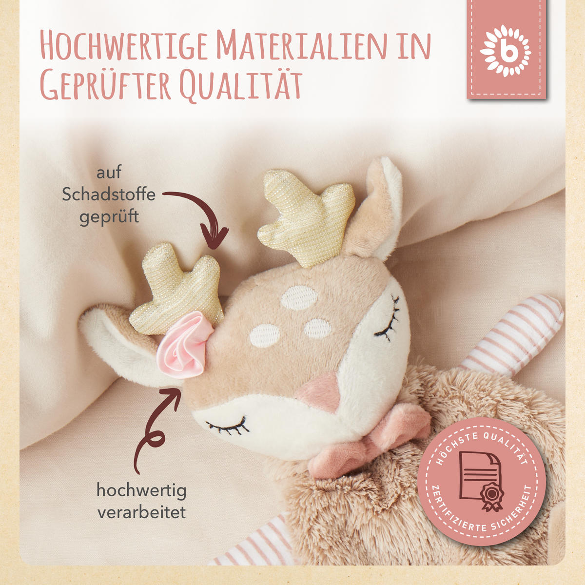 SCHMUSETUCH Reh - ab Geburt - Rosa, Textil (29/36cm) - Bieco Spielwaren