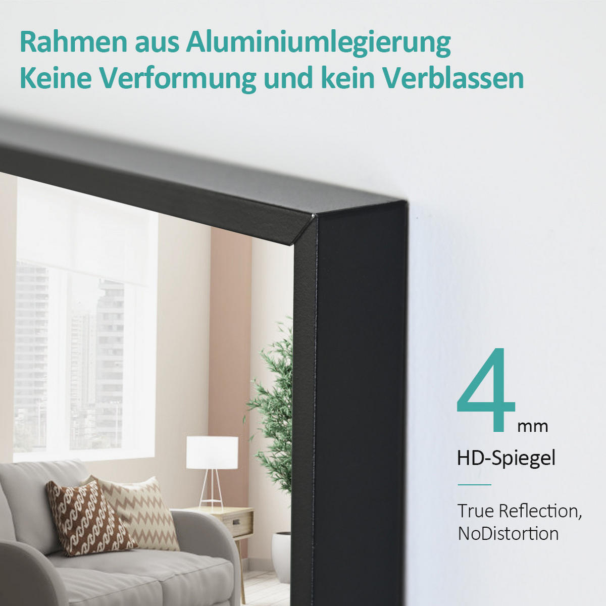 STANDSPIEGEL Wandmontage oder Freistehend, Schwarz 160/40/2 cm - Schwarz, Glas/Metall (40/160/160cm) - EMKE
