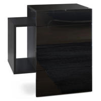 NACHTTISCH Queens Front in Schwarz Hochglanz - Schwarz Hochglanz, Holzwerkstoff (60/63/36cm) - Vladon
