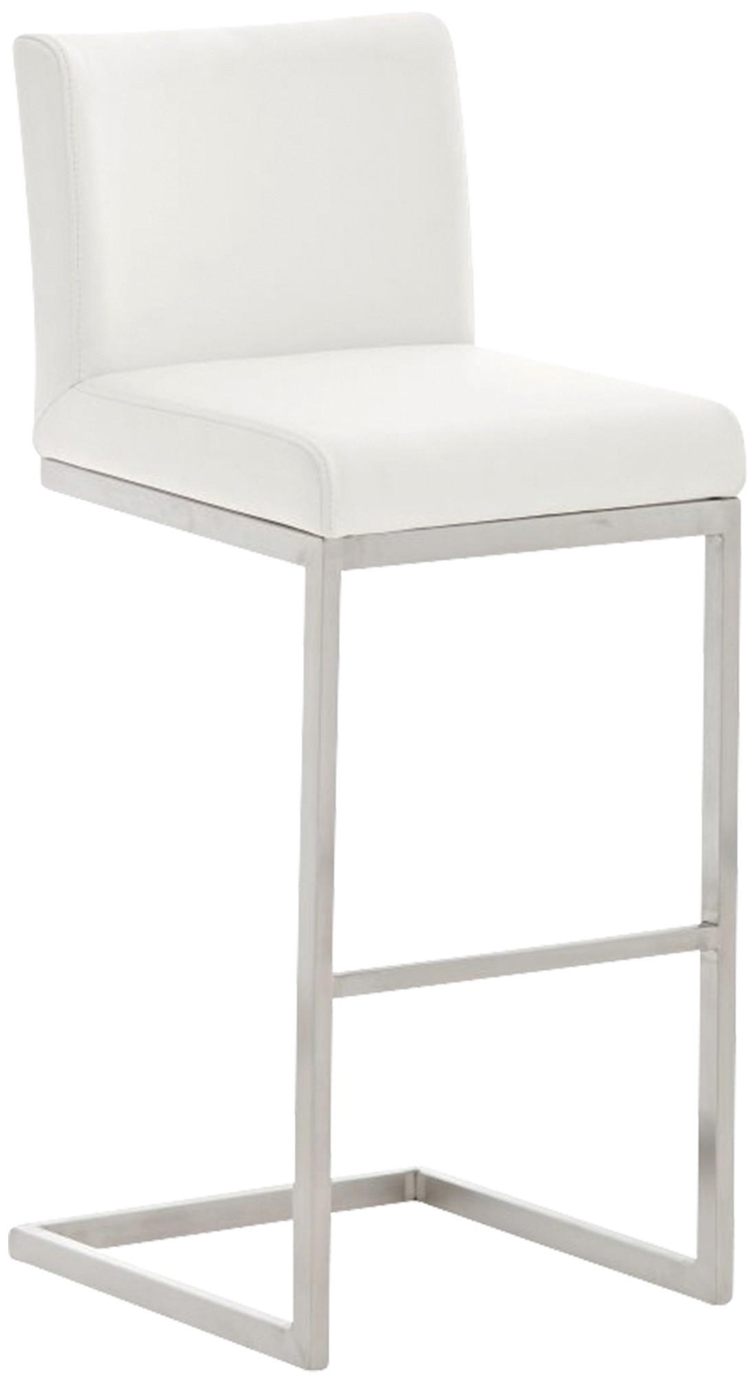 BARHOCKER Paros 104x42x48 cm weiß - Weiß, Leder (42/104/48cm) - furnicato