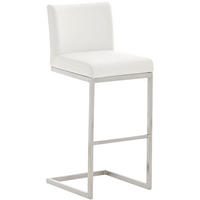 BARHOCKER Paros 104x42x48 cm weiß - Weiß, Leder (42/104/48cm) - furnicato