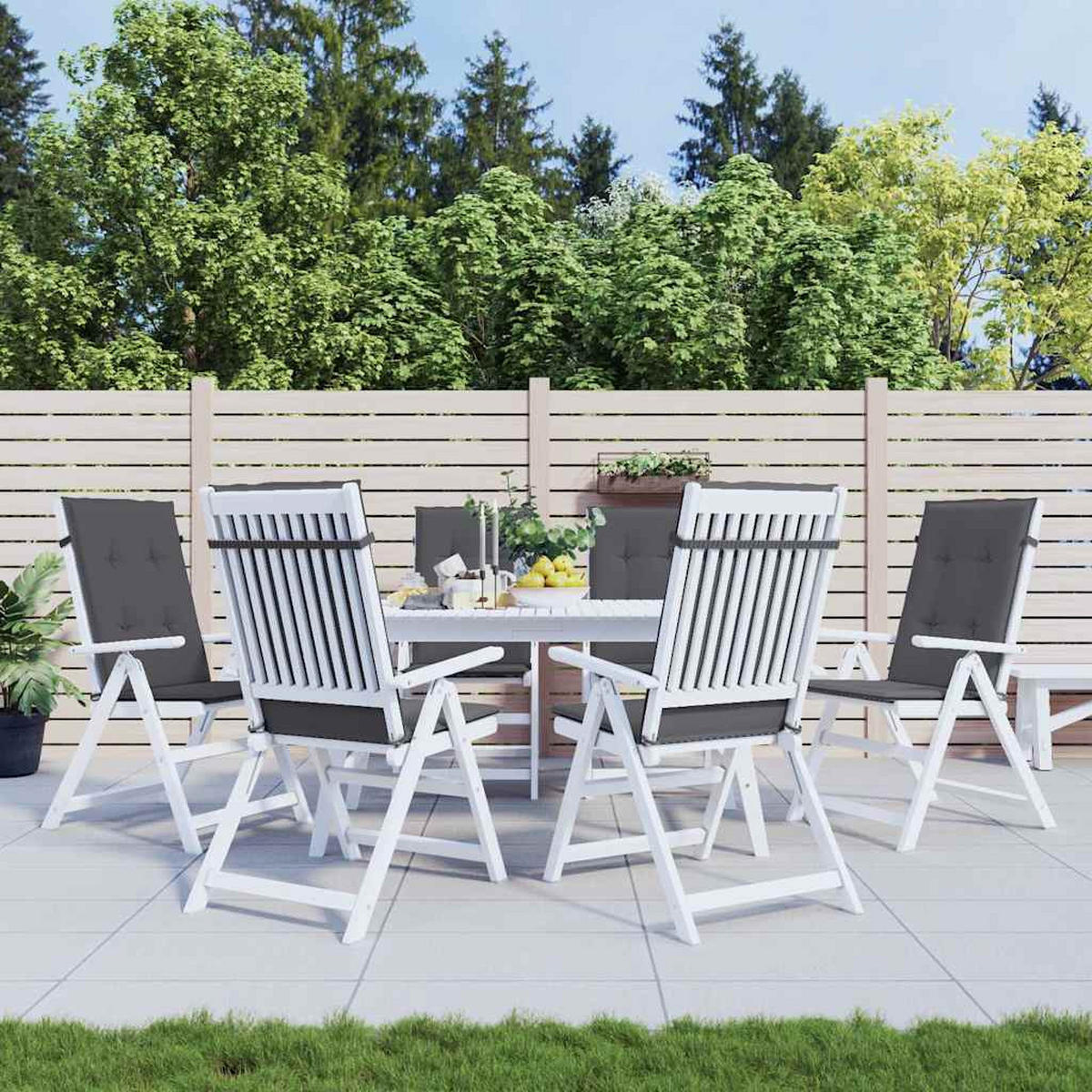 GARTENSTUHLAUFLAGEN Für Hochlehner 6Er Set Anthrazit 120/50/3 Cm - Anthrazit, Textil (50/3/120cm) - vidaXL