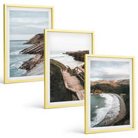 BILDER SET 3er Set - 40x60 cm Goldrahmen - Klippenblicke, Strandlandschaften - Goldfarben, Kunststoff (40/60cm) - TULUP