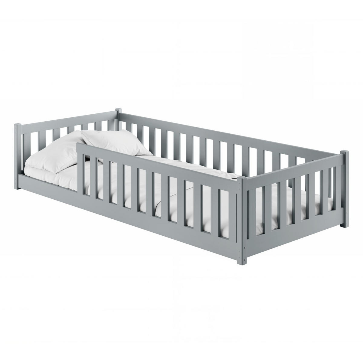 KINDERBETT 80x160 cm mit Matratze in Ashgrau - Hellgrau, Holz (80/160cm) - Kids Collective