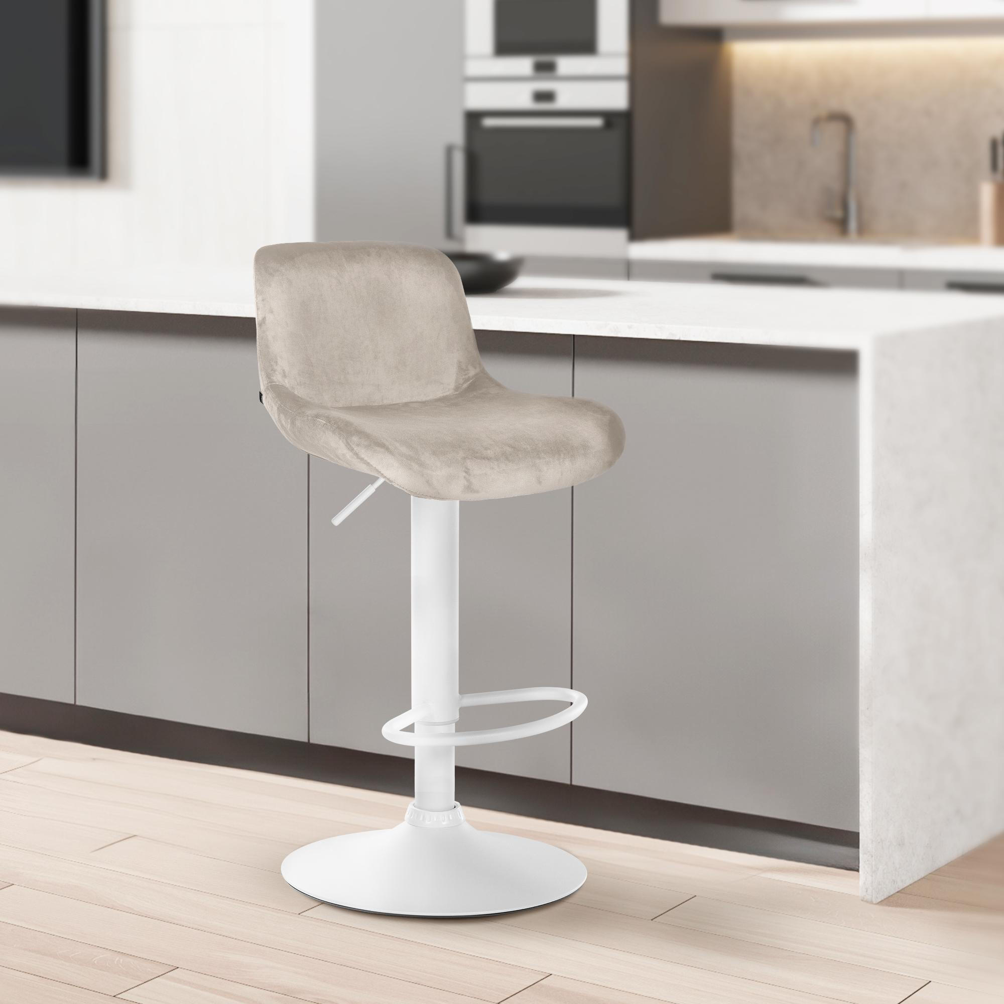 BARHOCKER Samt creme - Creme/Weiß, Textil/Metall (50/85/50cm) - CLP