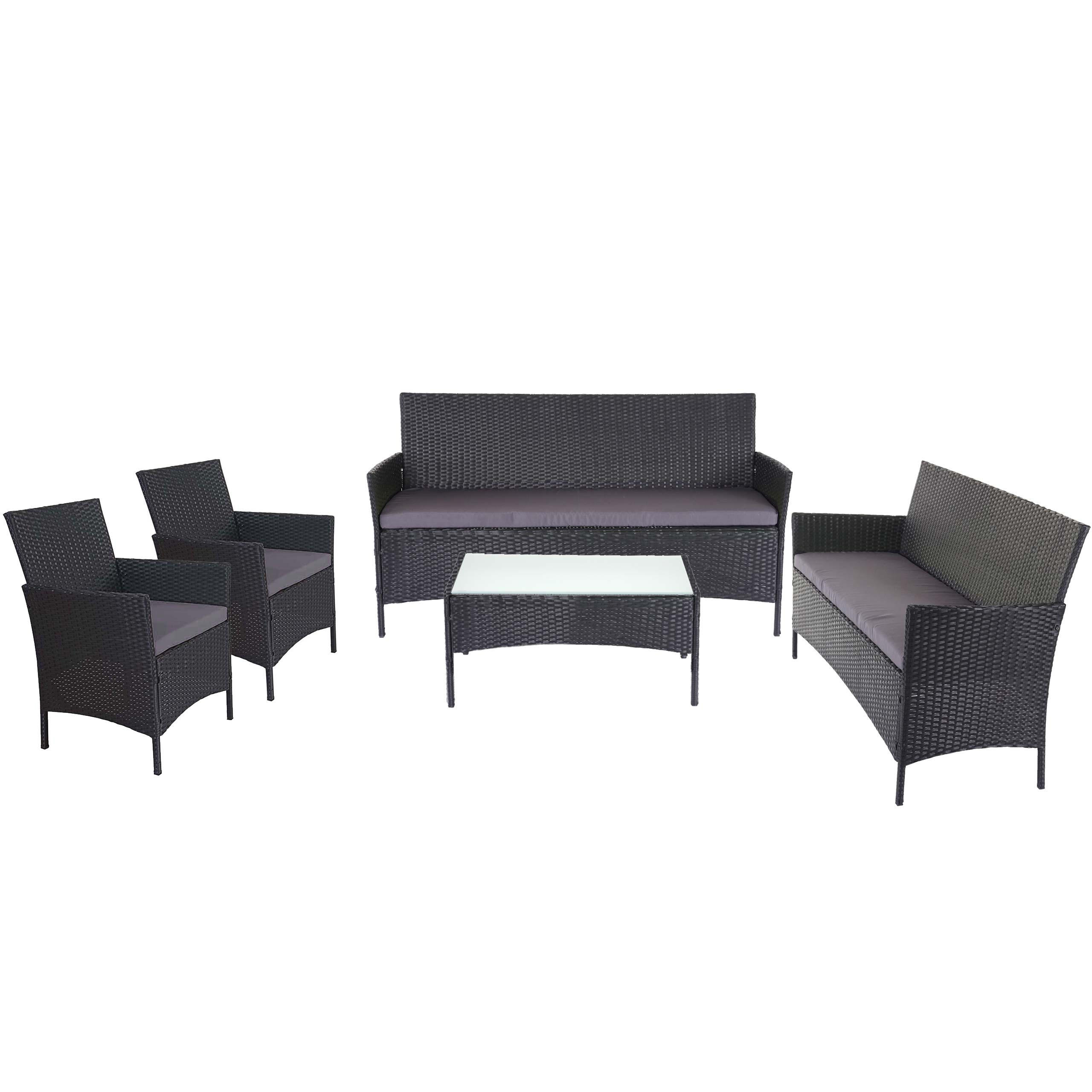 POLY-RATTAN GARNITUR Anthrazit - Anthrazit, Kunststoff - MCW
