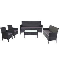 POLY-RATTAN GARNITUR Anthrazit - Anthrazit, Kunststoff - MCW