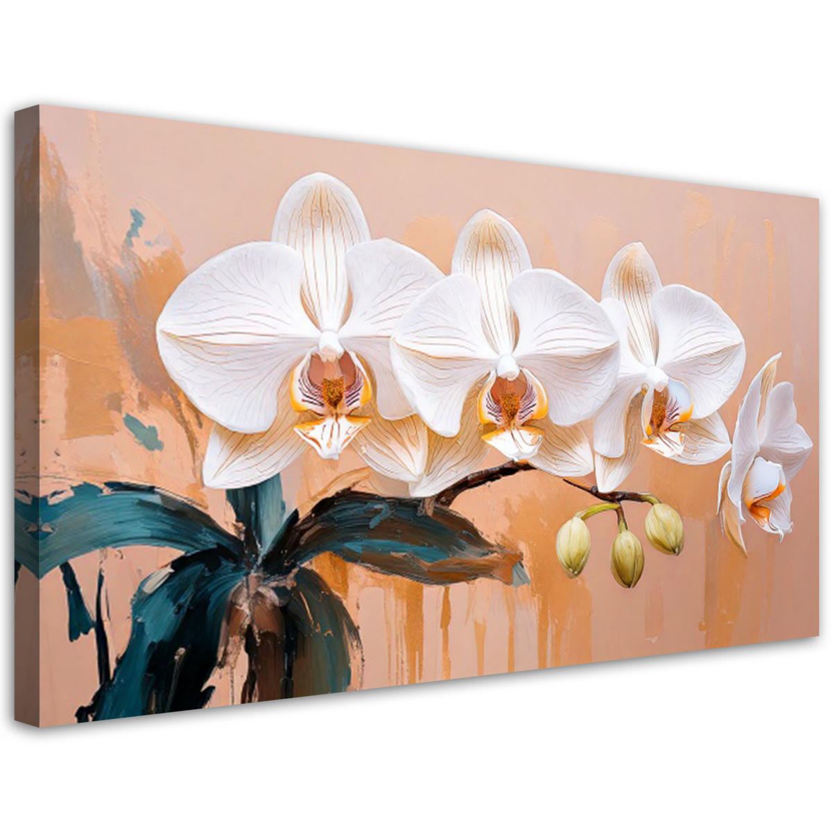 LEINWANDBILD Orchidee Aquarell Blumen 120x60cm - Beige, Textil (120/60cm) - Feeby