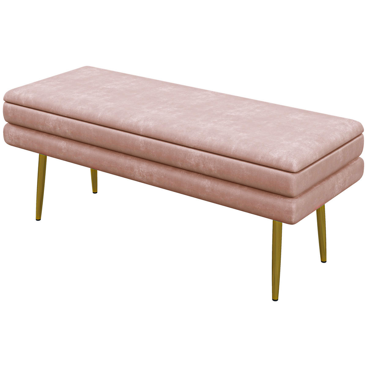 POLSTERBANK Mit Stauraum DE-07147 Samtoptik, Stahlbeine, bis 120 kg Rosa - Pink, Textil/Metall (37.5/42/100cm) - ComfortXL