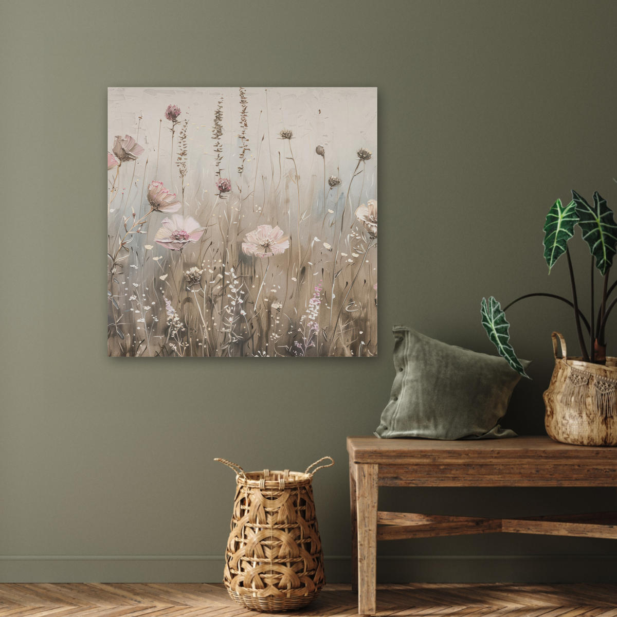 AKUSTIKBILD Blumen - Rosa - Modern - Beige Akustikpaneele 80x80 cm - Beige, Kunststoff (80/80/0.9cm) - MuchoWow