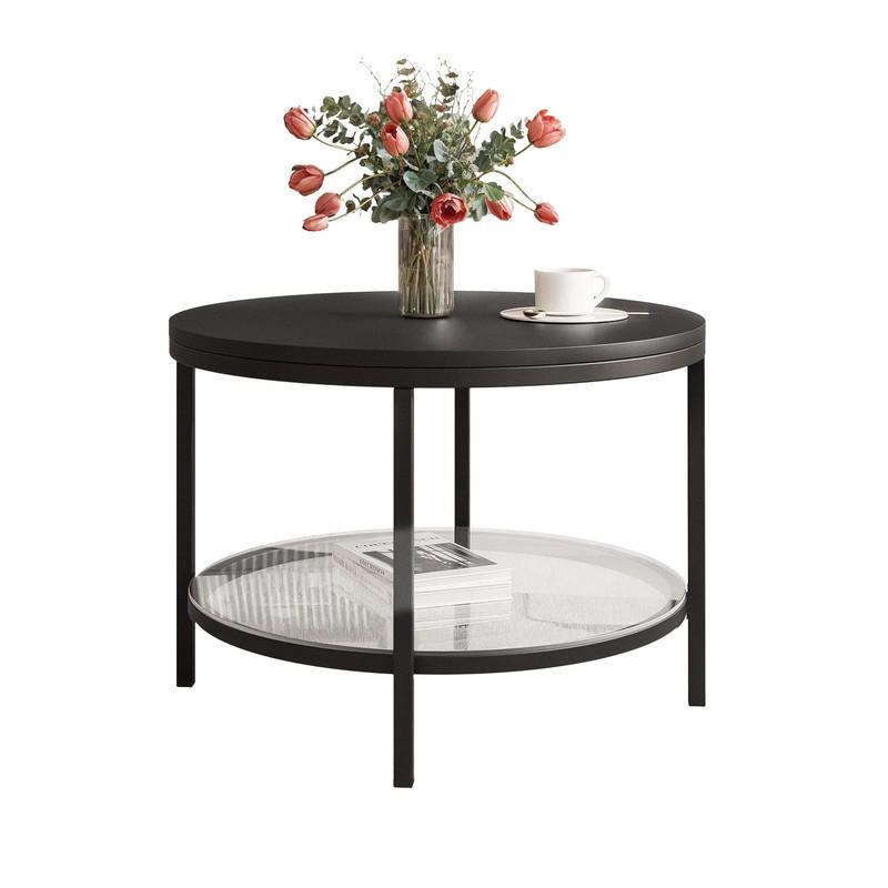 COUCHTISCH CANDY 60/42 cm runden, Schwarz / Schwarz matt - Schwarz, Metall (60/60/42cm) - Idohome