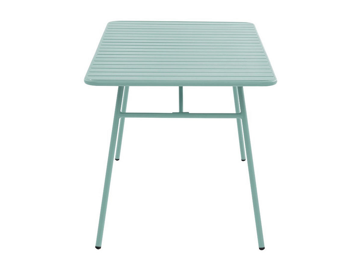 GARTEN-ESSGRUPPE: Tisch D. 160 cm + 2 stapelbare Sessel + 4 stapelbare Stühle - Metall - Mandelgrün - MIRMANDE von MYLIA - Grün, Metall - Vente-Unique