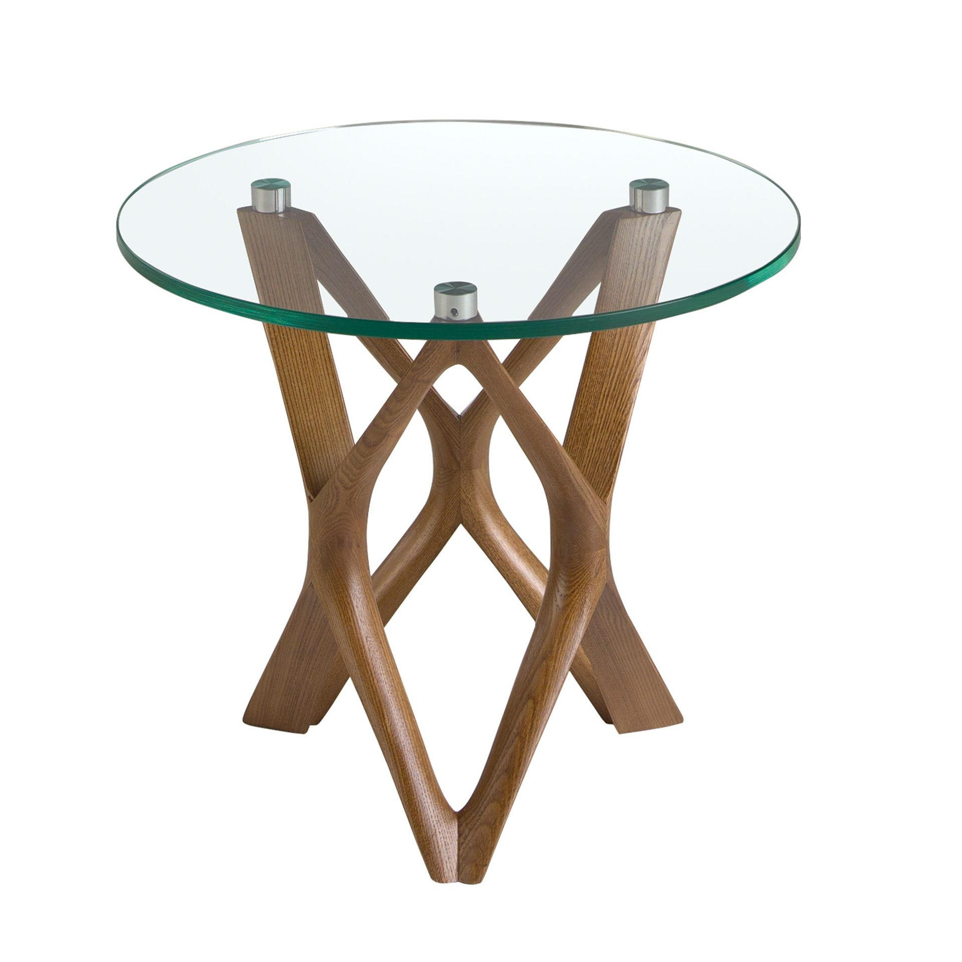 BEISTELLTISCH rund Glas | Walnuss 50/50/41 cm - Transparent/Walnussfarben, Glas (50/50/41cm) - ANGEL CERDA