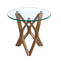 BEISTELLTISCH rund Glas | Walnuss 50/50/41 cm - Transparent/Walnussfarben, Glas (50/50/41cm) - ANGEL CERDA