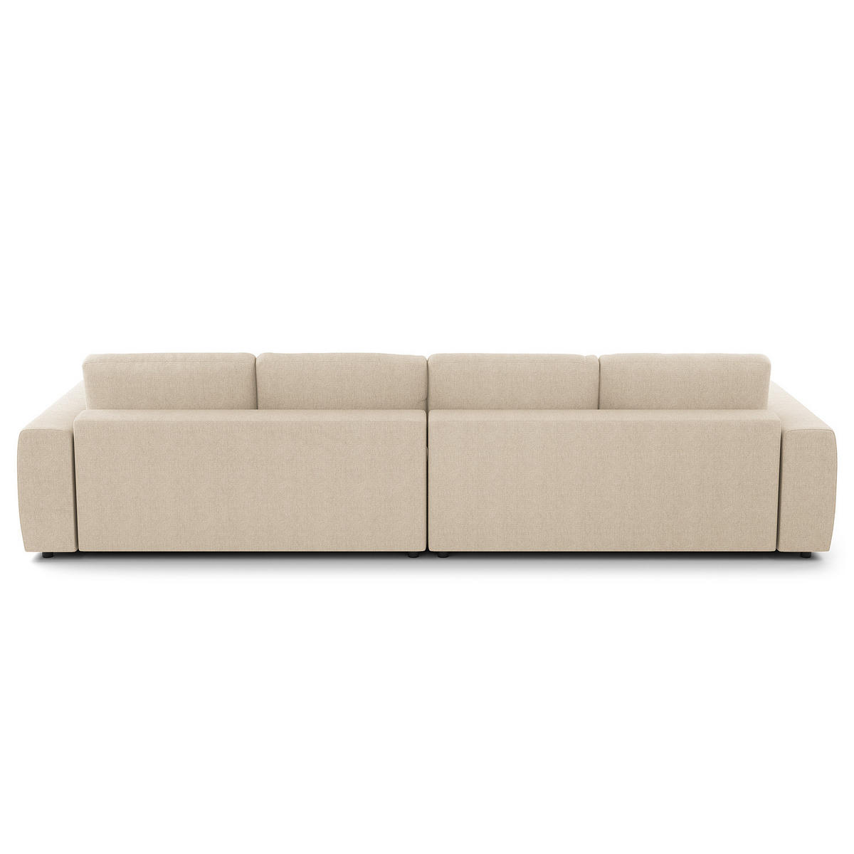 ECKSOFA mit XXL-Longchair - Beige/Schwarz, Kunststoff/Textil (323/182cm) - home24