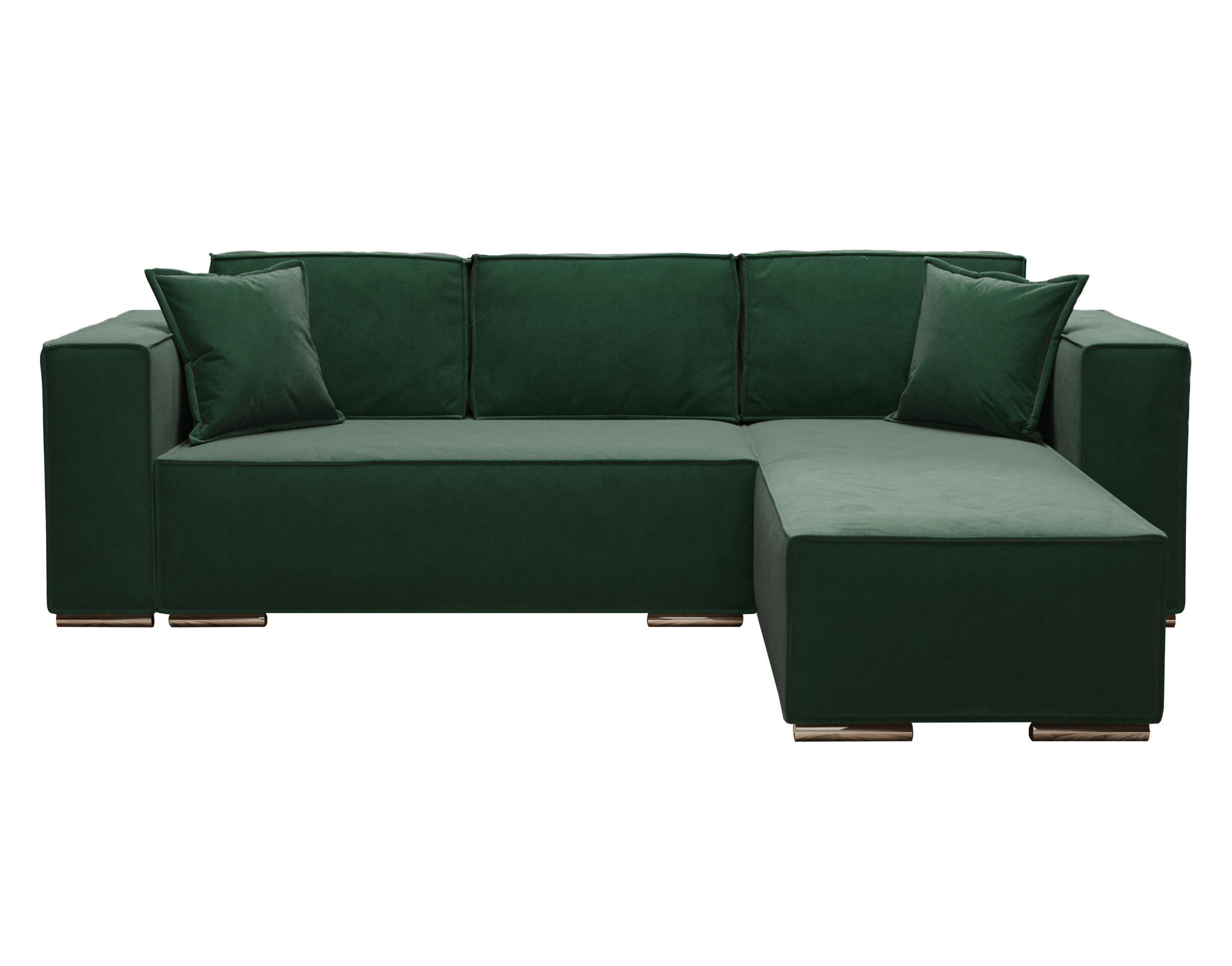 ECKSOFA L Form Vinoria Grün 255/180/82 cm Rechts mit Schlaffunktion - Chromfarben/Grün, Textil/Metall (255/180cm) - AX Living