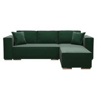 ECKSOFA L Form Vinoria Grün 255/180/82 cm Rechts mit Schlaffunktion - Chromfarben/Grün, Textil/Metall (255/180cm) - AX Living