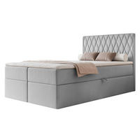 BOXBETT PONTI 120x200 cm Taubengrau (Samt) - mit 2 Bettkästen, Bonellmatratze und vertikaler Rautensteppung - Hellgrau, Holzwerkstoff/Textil (120/200cm) - Ravio