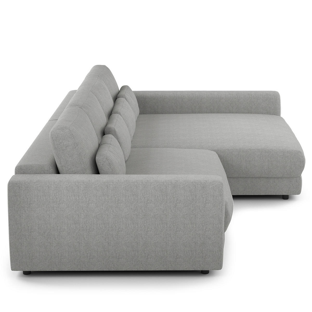 ECKSOFA mit XXL-Longchair - Hellgrau/Schwarz, Kunststoff/Textil (323/182cm) - home24
