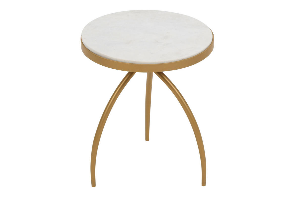 BEISTELLTISCH Keops Marmor 40 cm / 40 cm Weiß - Weiß, Stein (40/40/50cm) - Villa Möbel