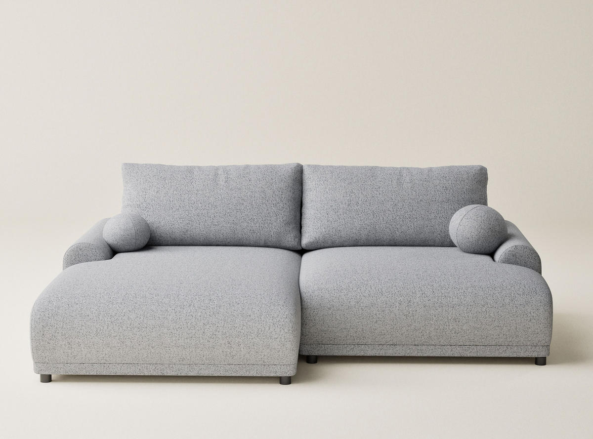 ECKSOFA MIT SCHLAFFUNKTION Tallin Hellgrau Webstoff - Links Seite - Hellgrau/Schwarz, Holz/Holzwerkstoff (145/240cm) - Maison de Reve