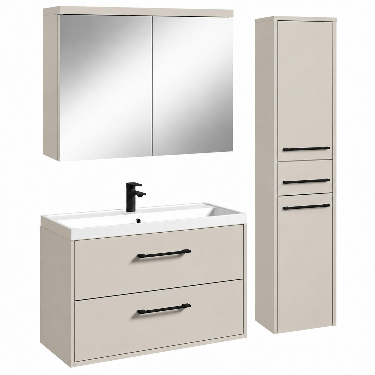 SET KUPAONSKOG NAMJEŠTAJA Florence 3-dijelni cashmere - 80 x 40 x 51 cm - boje kašmira, drvo (80/54/46cm) - Badplaats