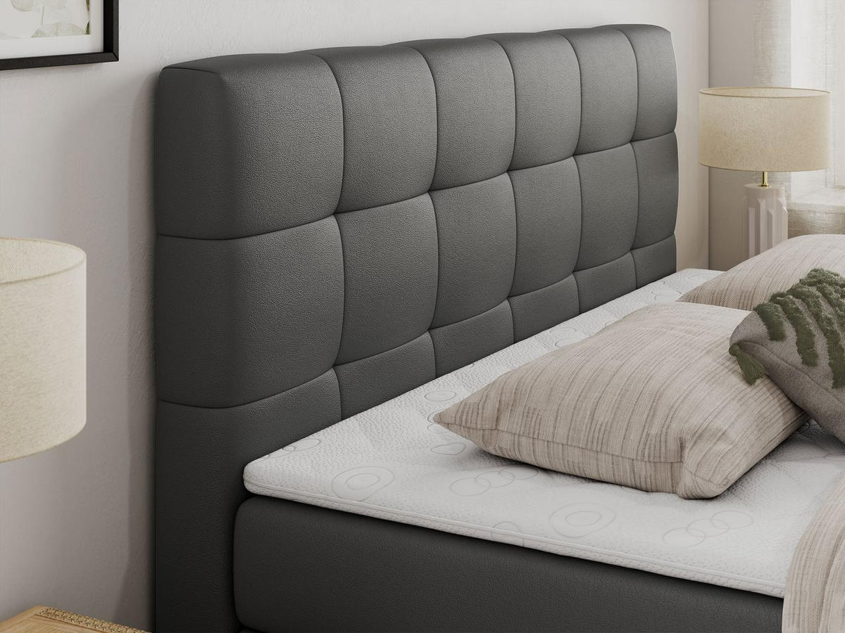 BOXSPRINGBETT LUKA KING 180/200 Dunkelgrau Kunstleder - H4 - Dunkelgrau, Holz/Textil (180/200cm) - MKS
