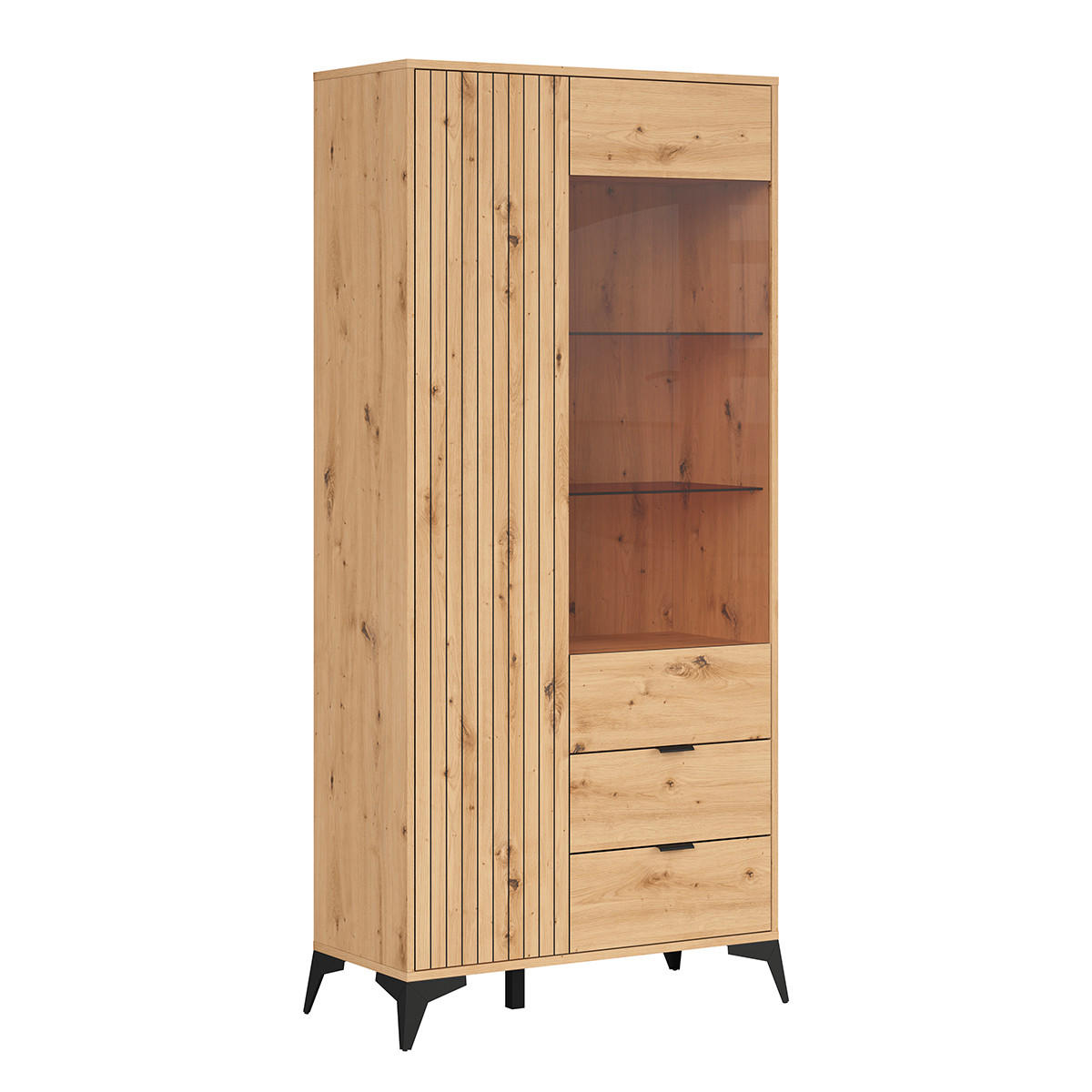 VITRÍNA Mao Dřevo - hnědá, kompozitní dřevo (90/197/41cm) - Petits-meubles