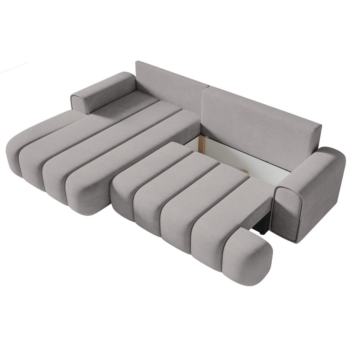 ECKSOFA Dandelino Grau mit Samtbezug, links - Schwarz/Grau, Kunststoff/Textil (275/168cm) - Selsey