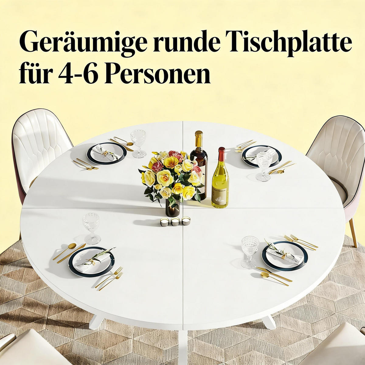 ESSTISCH Weiß 120/120/75 cm - Weiß, Holz (120/120/75cm) - PANGIVO