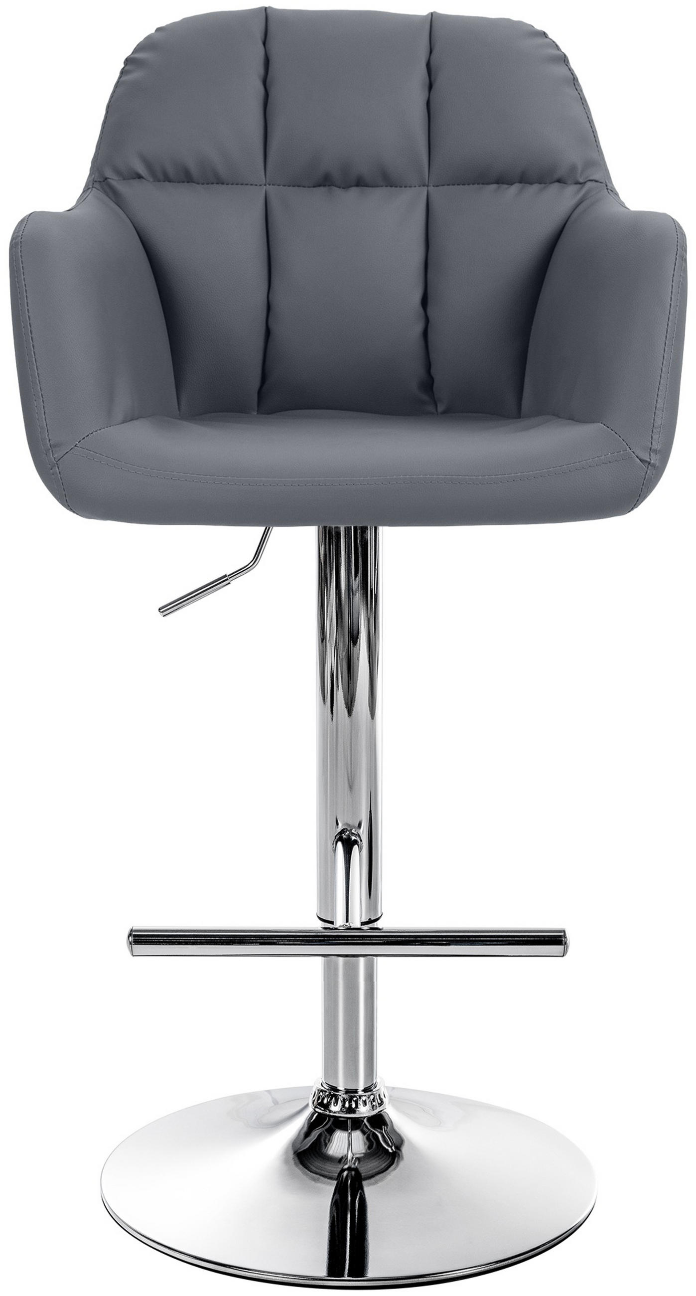 BARHOCKER Nardo Kunstleder chrom grau - Chromfarben/Grau, Kunststoff/Metall (57/118/59cm) - TPFLiving