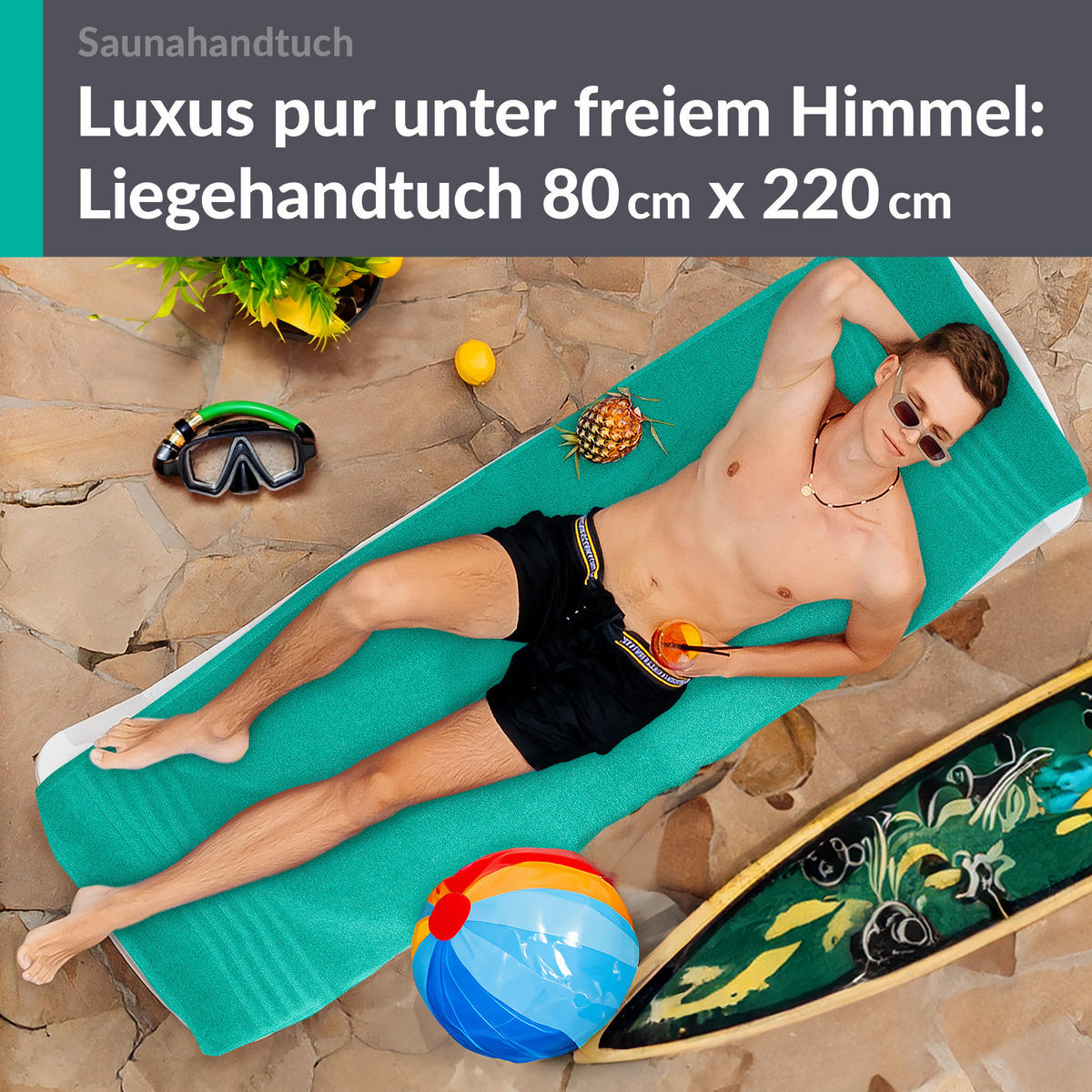 SAUNATUCH London Meeres Türkis 80x220 cm - Hellgrün, Textil (80/220cm) - Lashuma