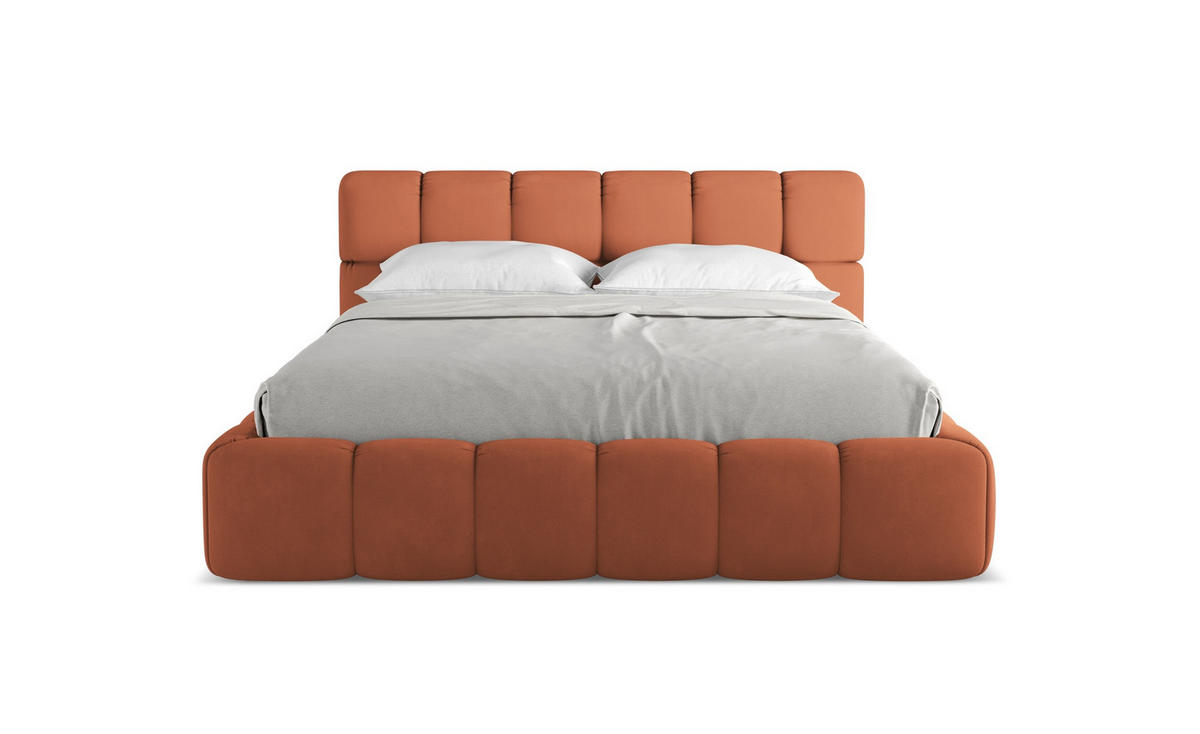 POLSTERBETT mit Bettkasten und Lattenrost 180x228 Orange - Terracotta/Schwarz, Kunststoff/Textil (160/200cm) - Makamii