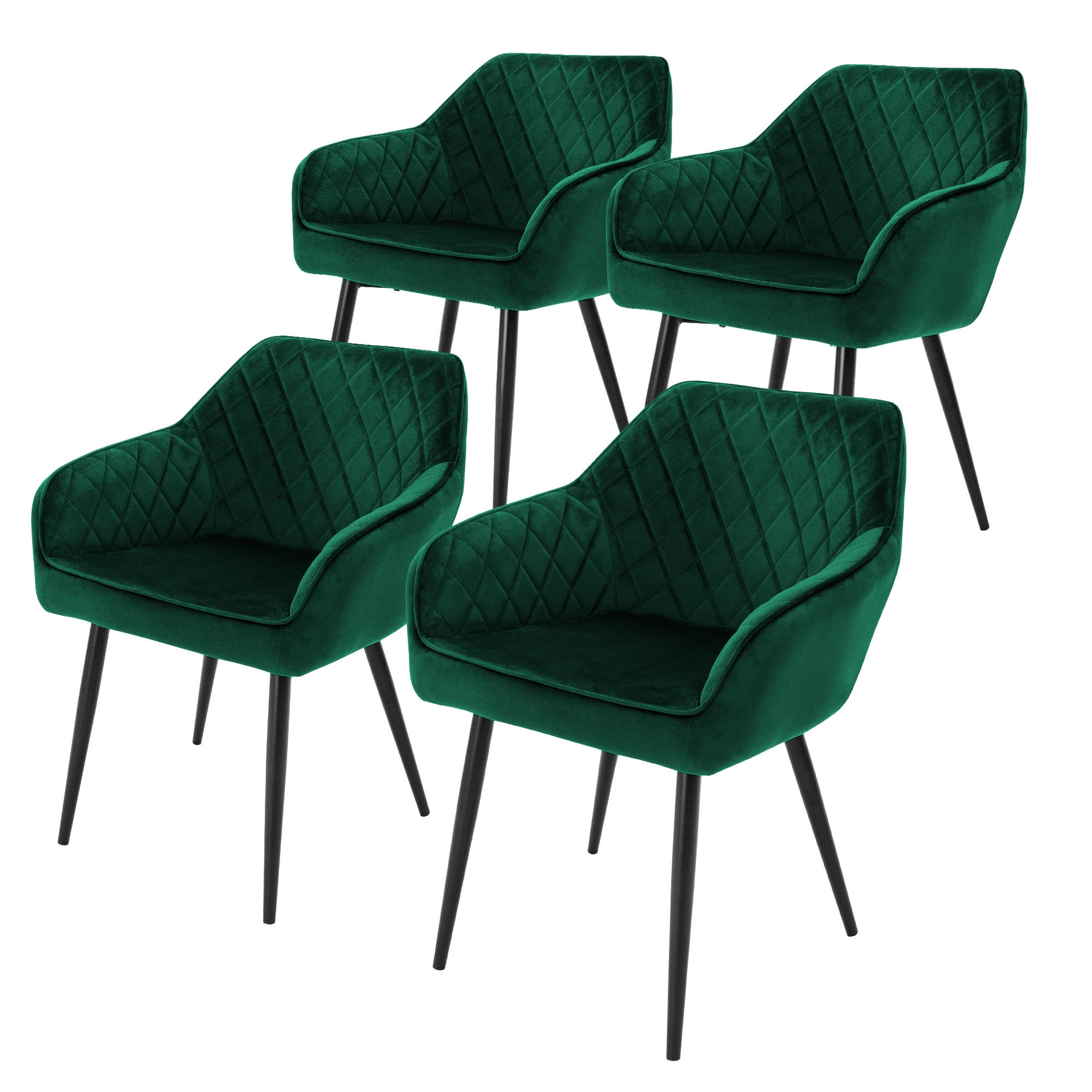 ML-DESIGN JÍDELNÍ ŽIDLE, sada 4 ks, tmavě zelený samet