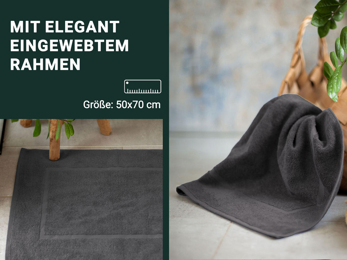BADEMATTE, 2er-Set, 50x70 cm, 100% Baumwolle - Graphitfarben, Textil (50/70cm) - Zollner