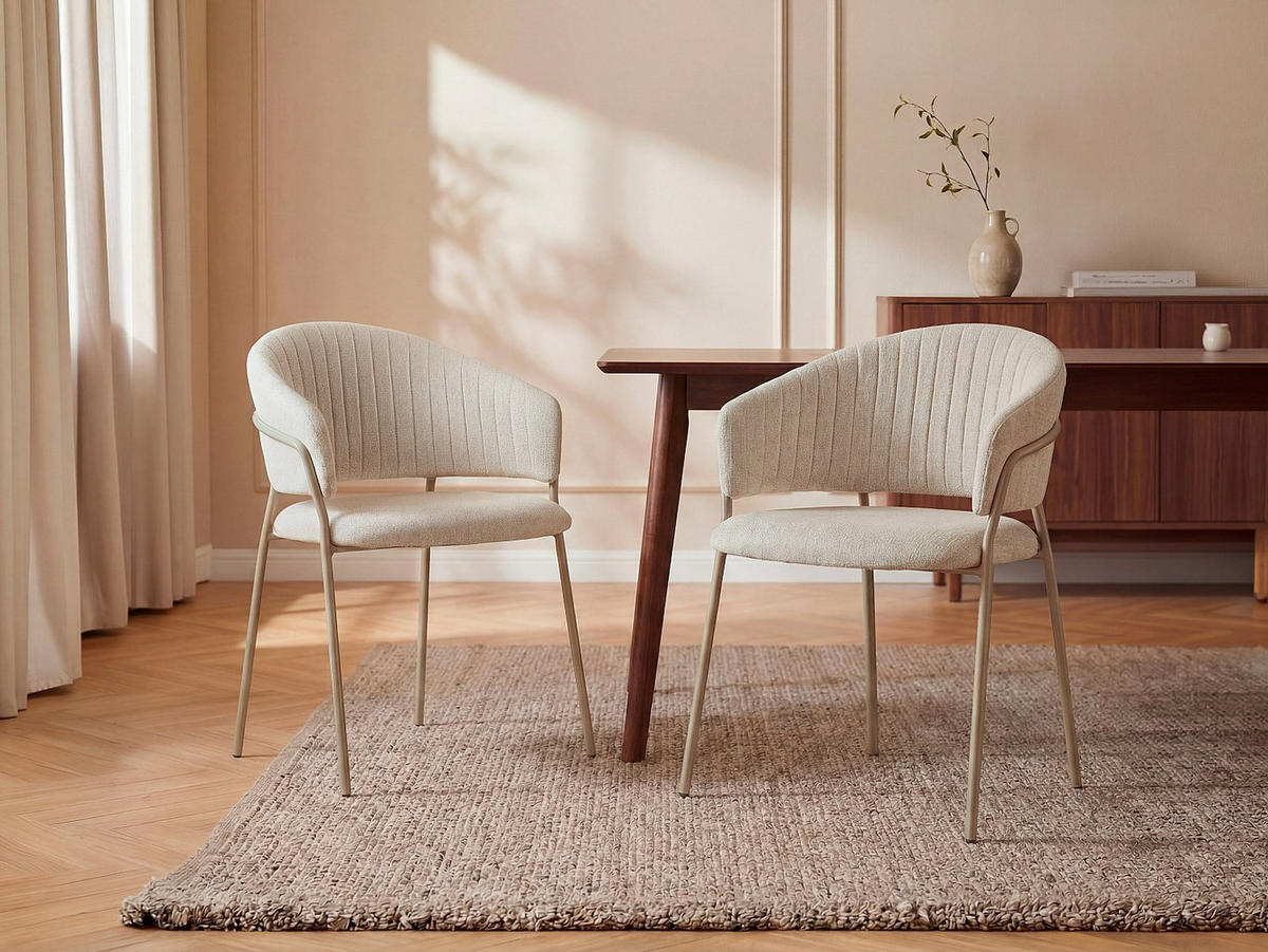 STUHL - 55 cm x 55 cm - Stoff - Beige, Cremefarben - MADOLIA - Beige, Textil (55/81/55cm) - Vente-Unique