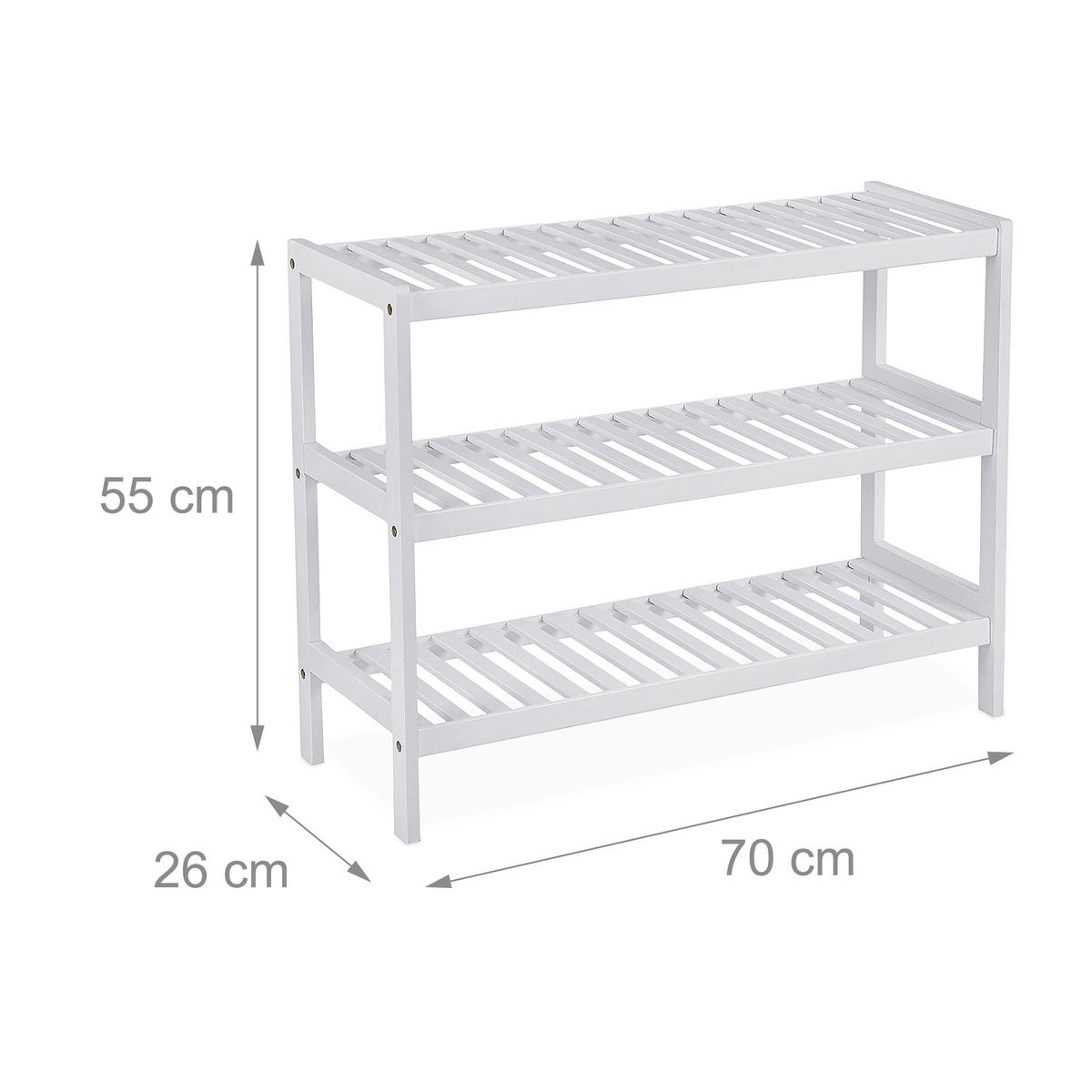 SCHUHREGAL - Weiß, Holz (70/55/26cm) - Relaxdays